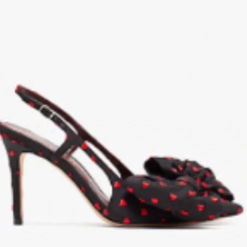 Kate Spade Sheela Black Heels with Red Heart Accents - Picture 5 of 5